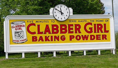 Restoration Complete on Historic Clabber Girl Billboard