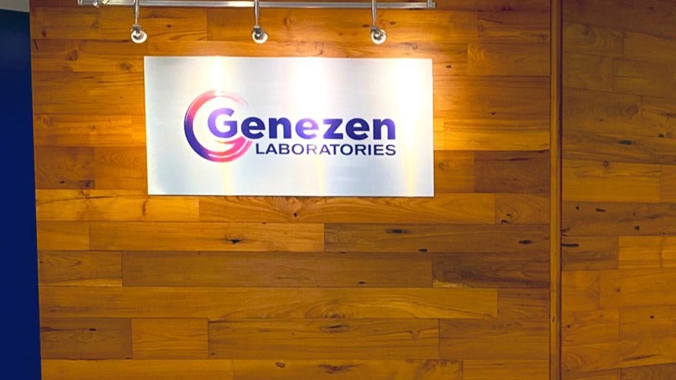 Genezen Laboratories Sign